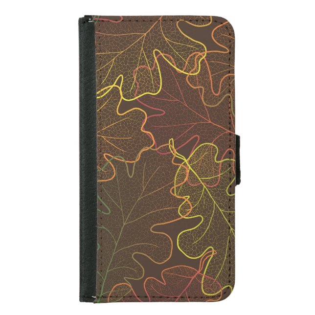 Transparent Oak Leaves, Autumn Pattern. Samsung Galaxy Wallet Case (Front)
