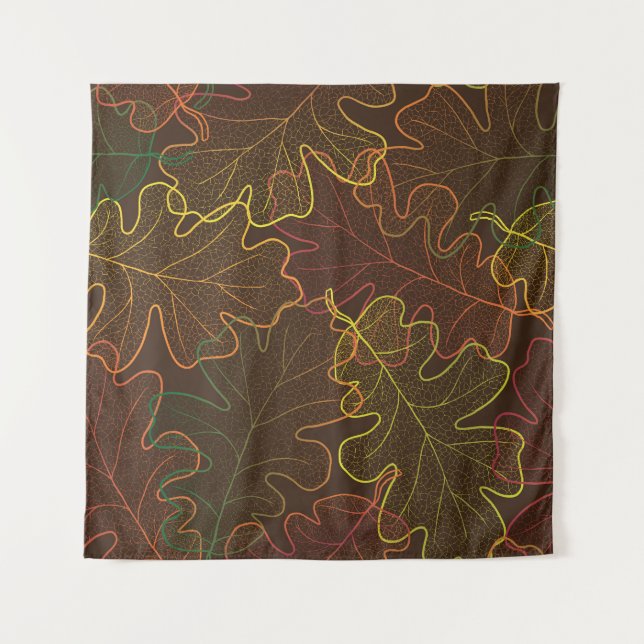 Transparent Oak Leaves, Autumn Pattern. Tapestry (Front)
