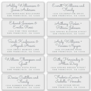 Transparent Offblack Script Guest Address Labels