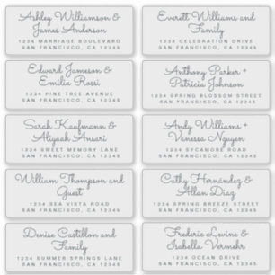Transparent Offblack Script Guest Address Labels