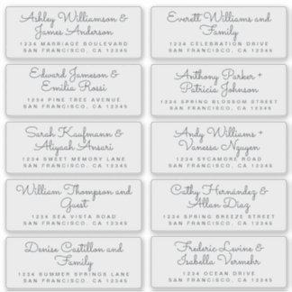 Transparent Offblack Script Guest Address Labels