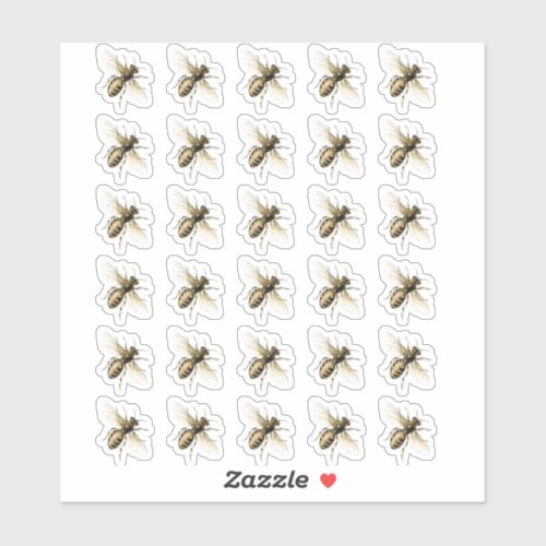 Transparent or White Vintage Honeybee Stickers 