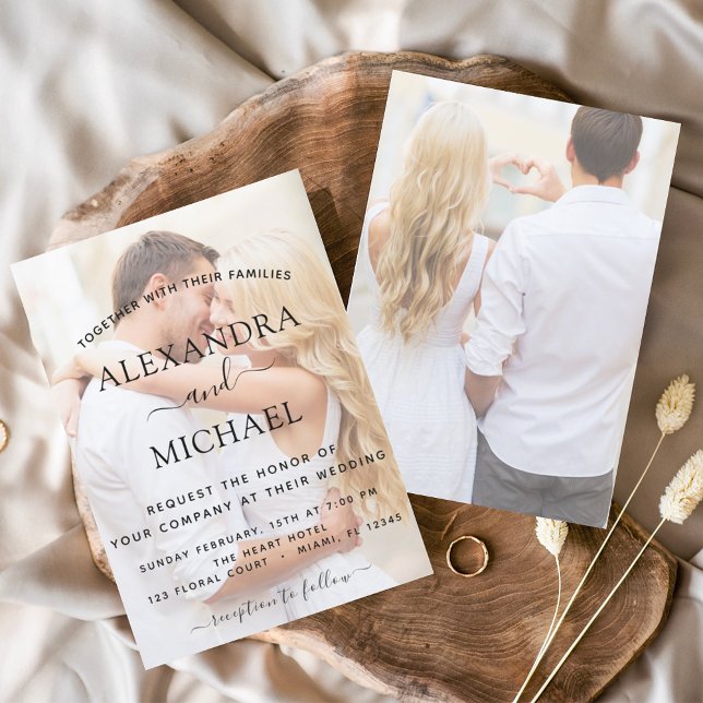 Transparent Photo Picture Typography Wedding Invitation (Creator Uploaded)