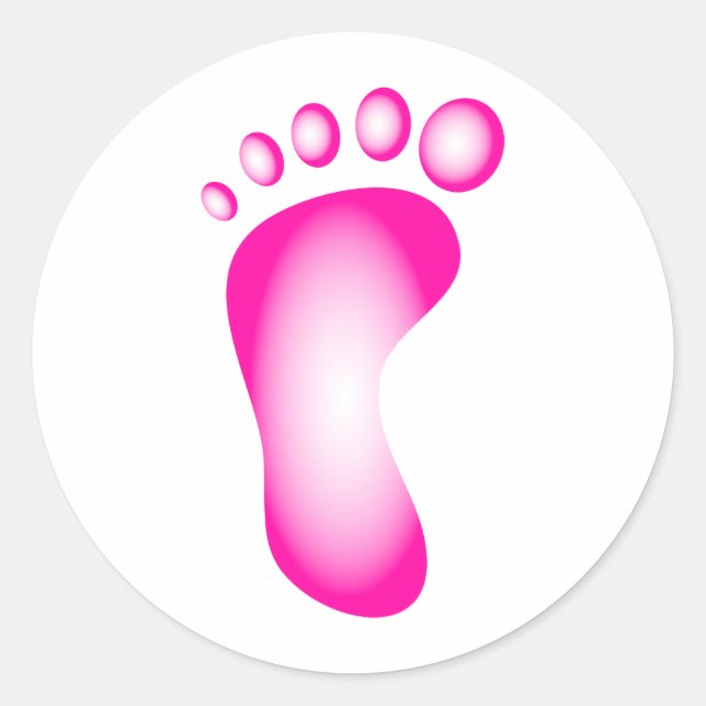 Transparent Pink Foot Classic Round Sticker (Front)