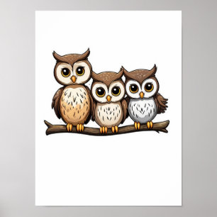 Transparent Png Three Cute Little Owl Download Poster