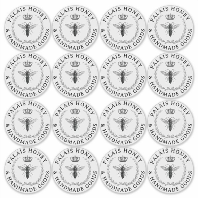 Transparent Queen Bee Apiary Product Logo Honey Sticker (Front)