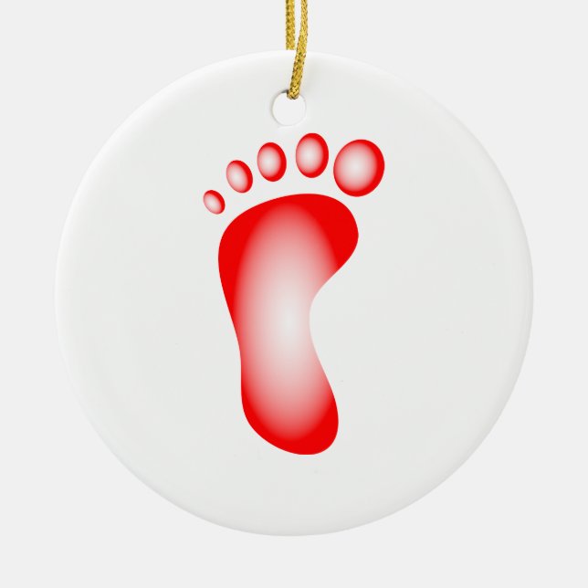 Transparent Red Foot Ceramic Ornament (Front)