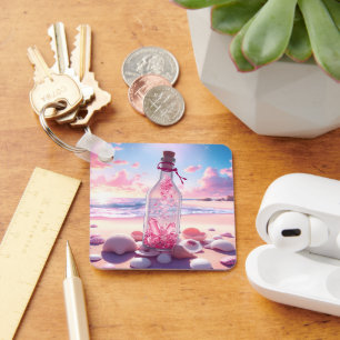 Transparent romantic floating bottle keychain