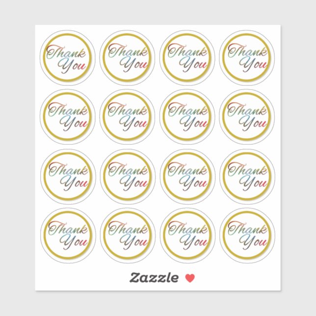 Transparent Round Thank You Stickers (Sheet)