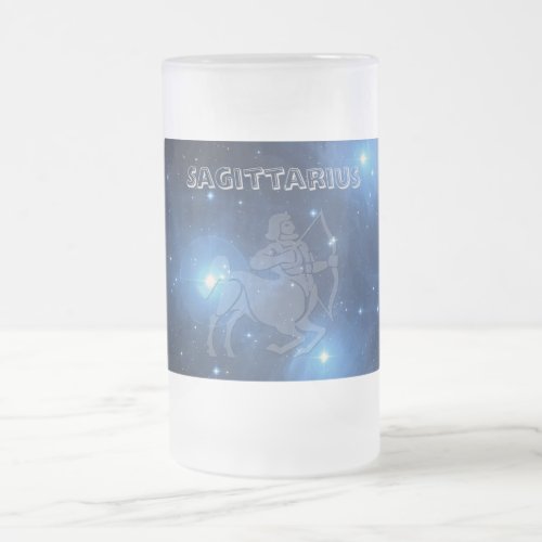 Transparent Sagittarius Frosted Glass Beer Mug