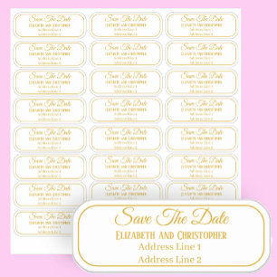 Transparent Save The Date Gold Return Address Sticker