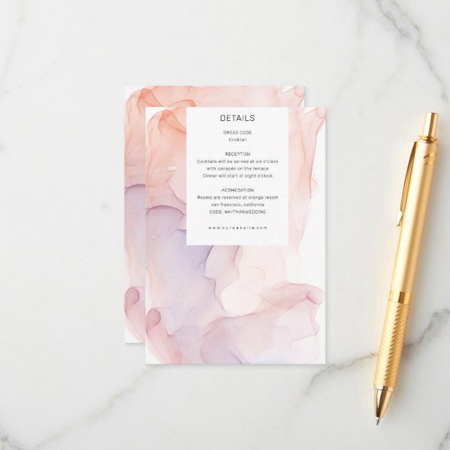 Transparent Silk Elegant Modern Reception Card (Front/Back In Situ)