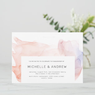 Transparent Silk Modern Elegant Engagement Party Invitation