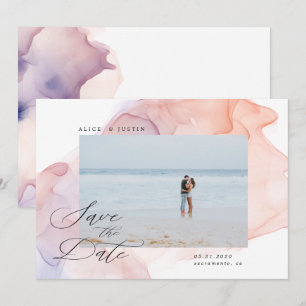 transparent silk modern photo Save the Date Invitation