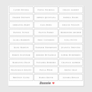 Transparent simple elegant classic guest names sticker