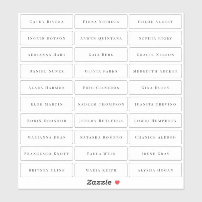 Transparent simple elegant classic guest names sticker | Zazzle