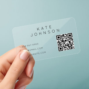Transparent Simple Minimalist QR Code Modern Clear Business Cards