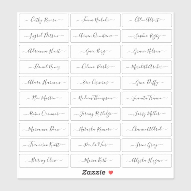 Transparent simple modern script guest names sticker (Sheet)