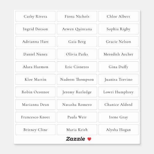 Transparent simple sophisticated guest names sticker