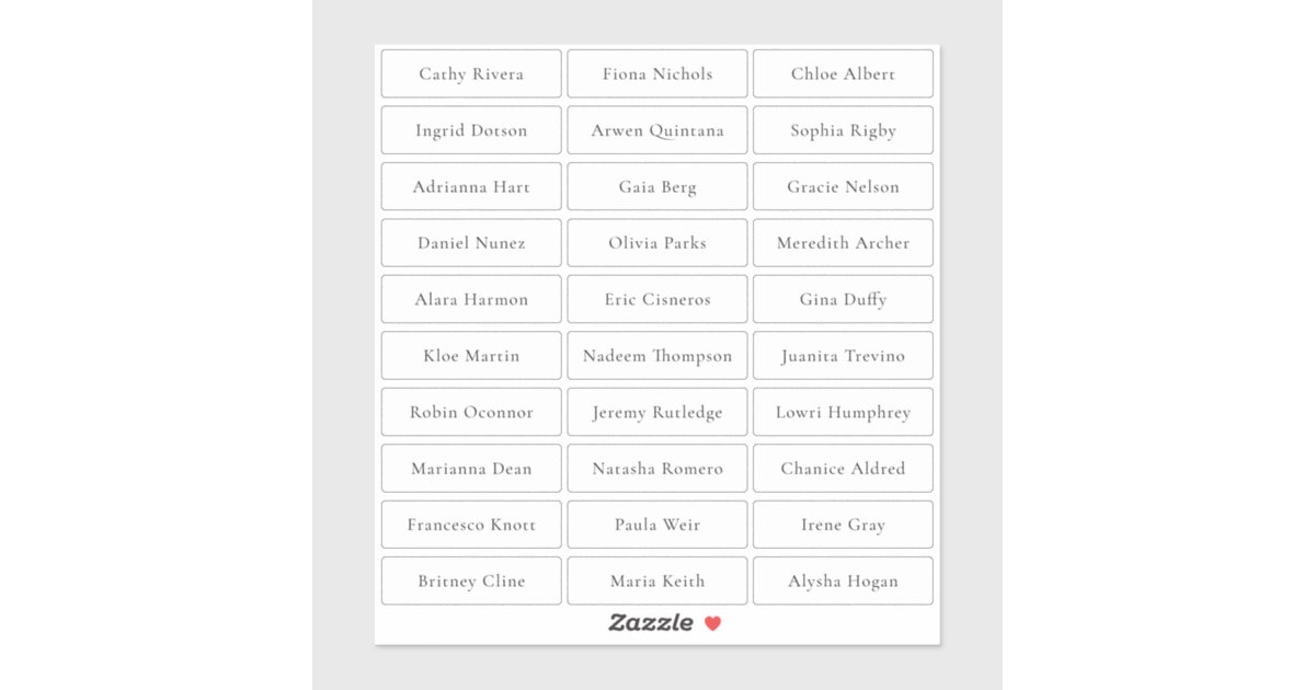 Transparent simple sophisticated guest names sticker Zazzle