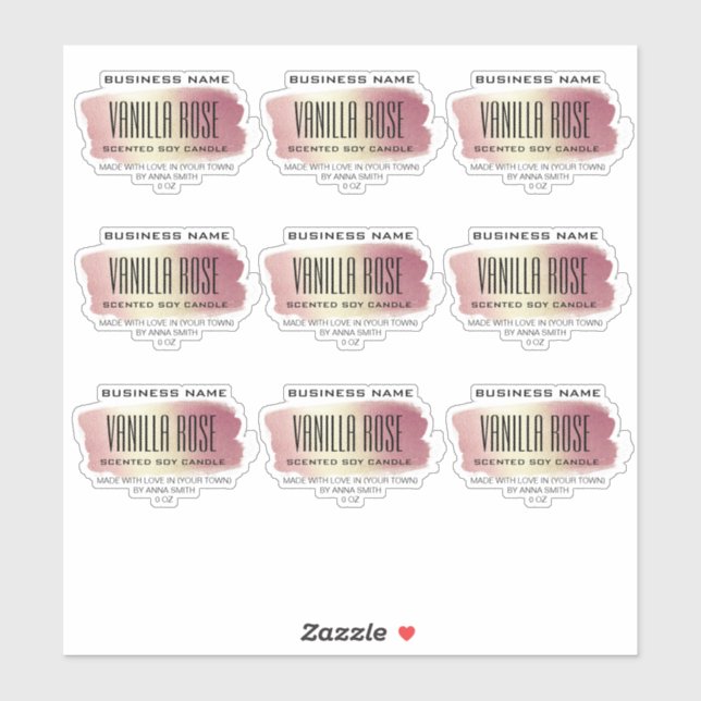 Transparent Soy Candle Labels Pink Gold Holograph (Sheet)