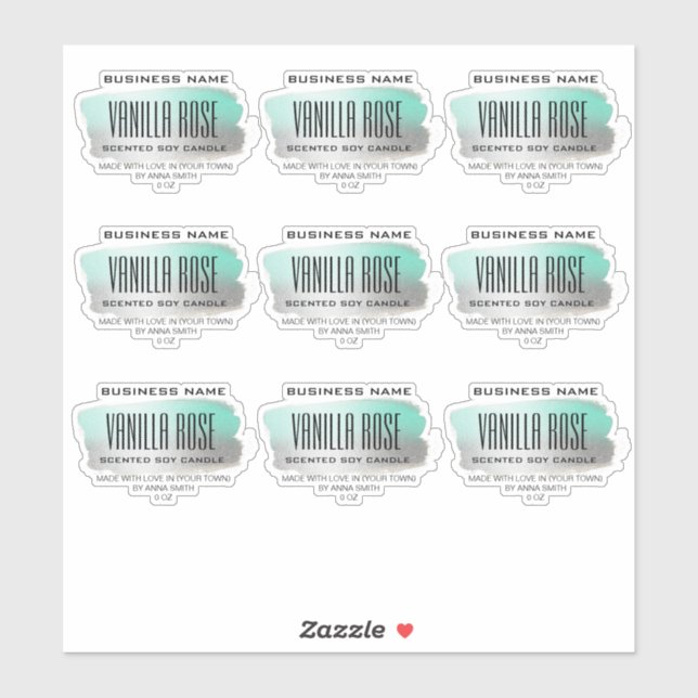 Transparent Soy Candle Labels Turquoise And Silver (Sheet)
