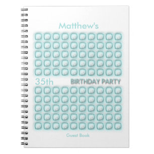 Transparent Squares 35th Birthday Party Guest Book