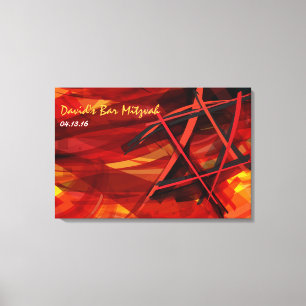 Transparent Star Red Bar Bat Mitzvah Sign-In Board Canvas Print