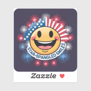 Transparent Star-Spangled Smiles Sticker