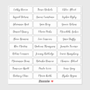 Transparent stylish script guest names sticker