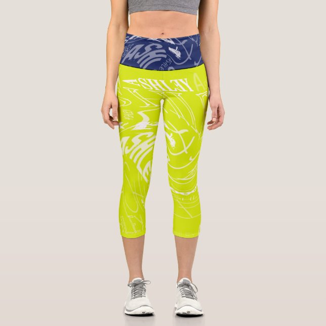 Transparent Swirling repeating Ashley Choose color Capri Leggings (Front)