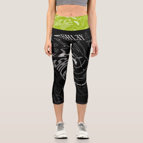 Transparent Swirling repeating Ashley Choose color Capri Leggings