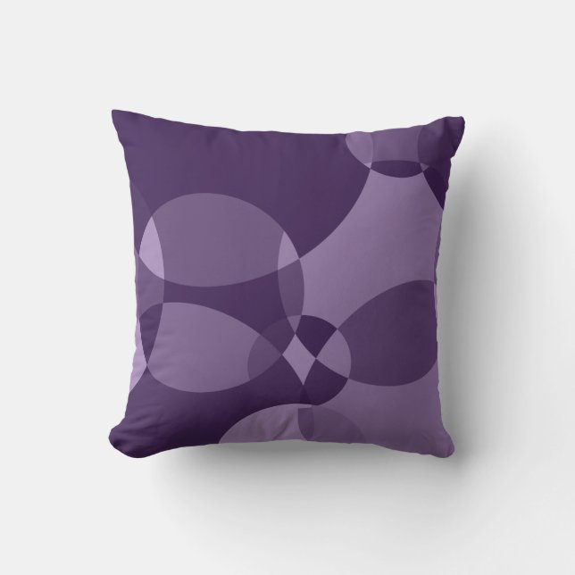 Transparent Violet Geometric Overlapped Circles Throw Pillow (Front)