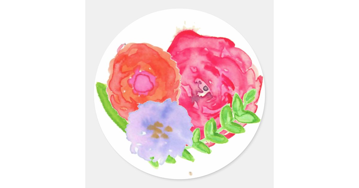 Transparent Watercolor Flowers Sticker Zazzle Com