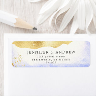 Transparent Watercolor Gold Foil Return Address Label