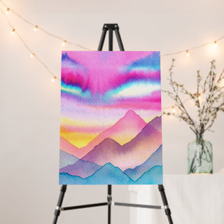 Transparent Watercolor Mountains Foam Board
