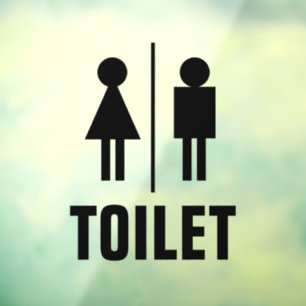 Transparent WC toilet glass door window cling sign