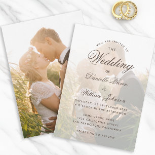 Transparent Wedding Photo Elegant Calligraphy Invitation
