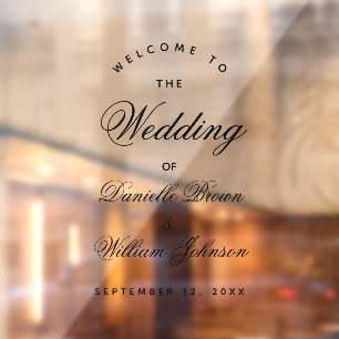 Transparent Wedding Welcome Elegant Calligraphy Window Cling