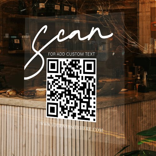 Transparent White Minimalist Business QR Code Window Cling