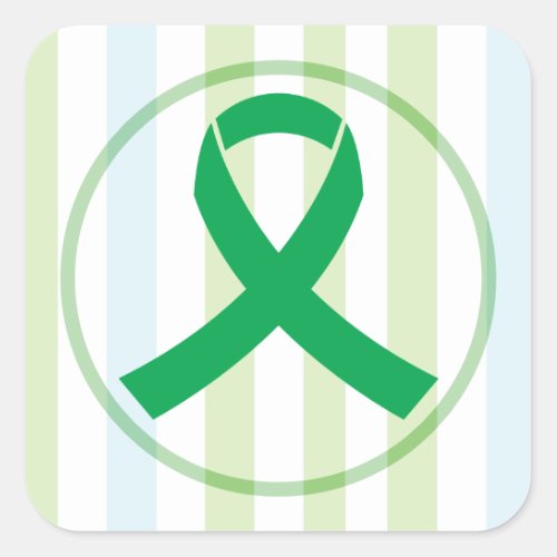 Transplant and Organ Donation Green Ribbon Square Sticker