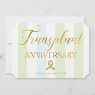 Transplant Anniversary Gold & Green Flat Card
