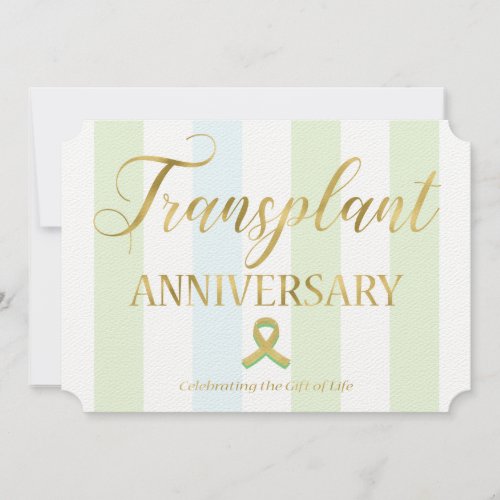 Transplant Anniversary Gold  Green Flat Card