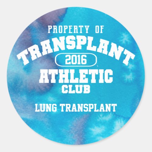 Transplant Athletic Club Watercolor Lung Classic Round Sticker