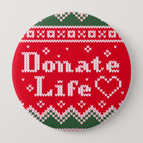 Transplant Donate Life Knitted Christmas Sweater Button