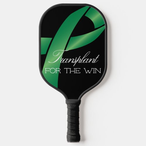 Transplant for the Win Elegant Green Ribbon Custom Pickleball Paddle