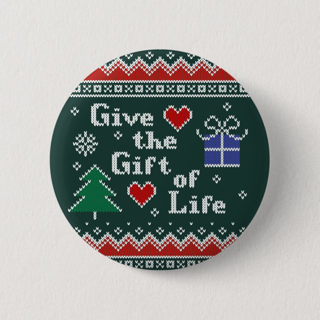 Transplant Gift of Life Knitted Christmas Sweater Button (Front)