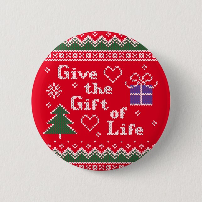 Transplant Gift of Life Knitted Christmas Sweater Button (Front)