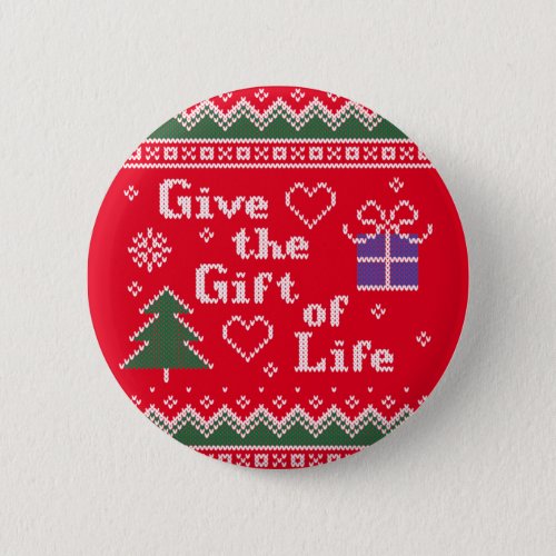 Transplant Gift of Life Knitted Christmas Sweater Button