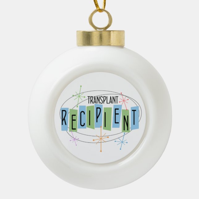Transplant Recipient Retro Style Ceramic Ball Christmas Ornament (Front)
